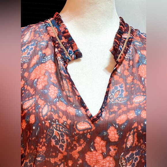 Lucky Brand women long sleeves sheer boho top large - Picture 3 of 8